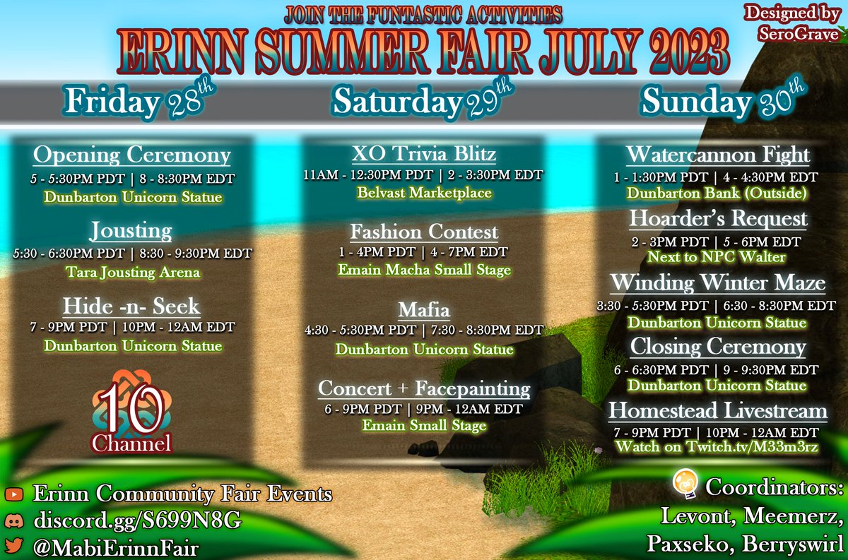 MabiErinnFair's tweet photo. The Erinn Fair has officially begun! Check out our schedule to see the fun community-hosted events happening in #mabinogi https://t.co/lI22atQ4Pg