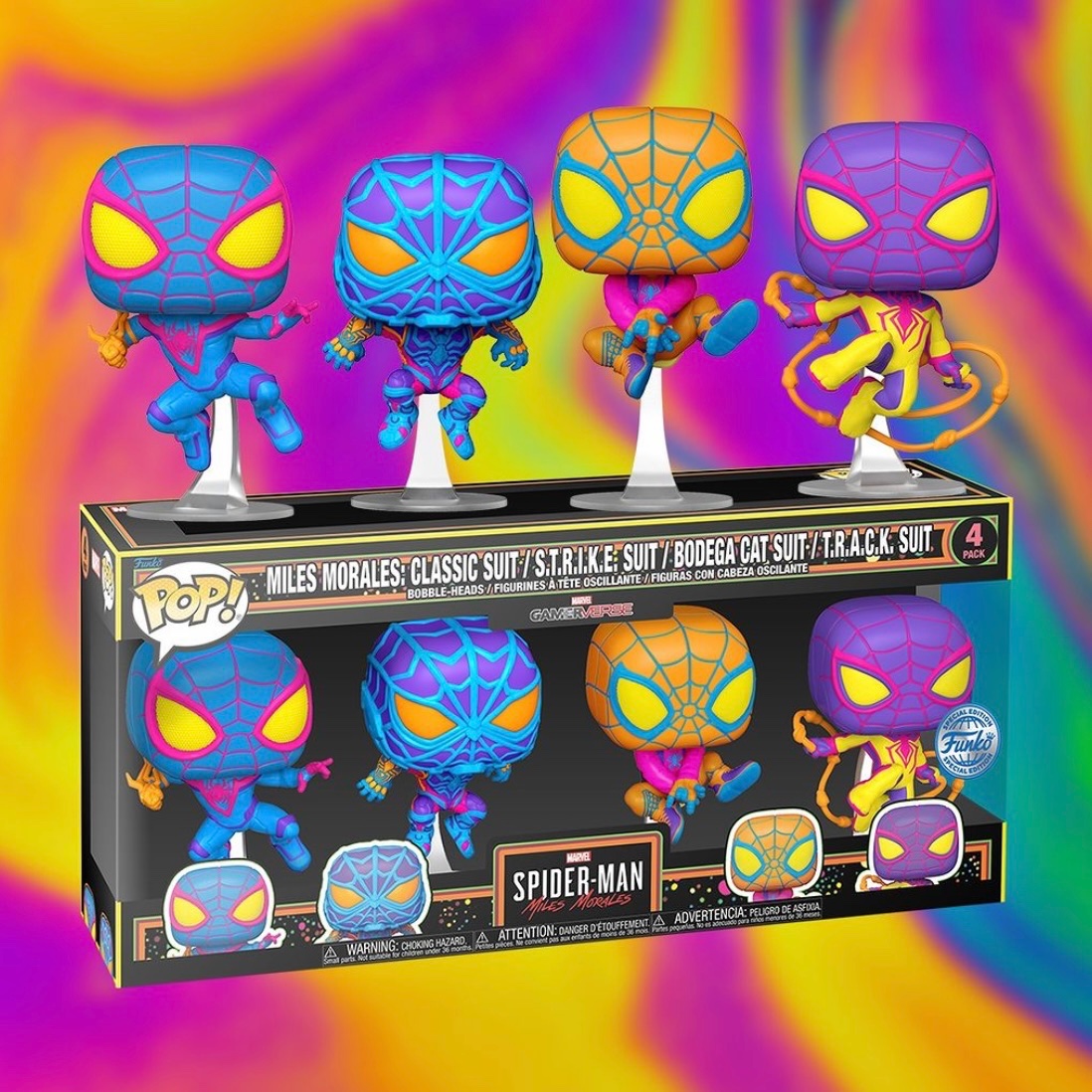 FUNKO POP! スパイダーマンマイルスブラックライト4pack