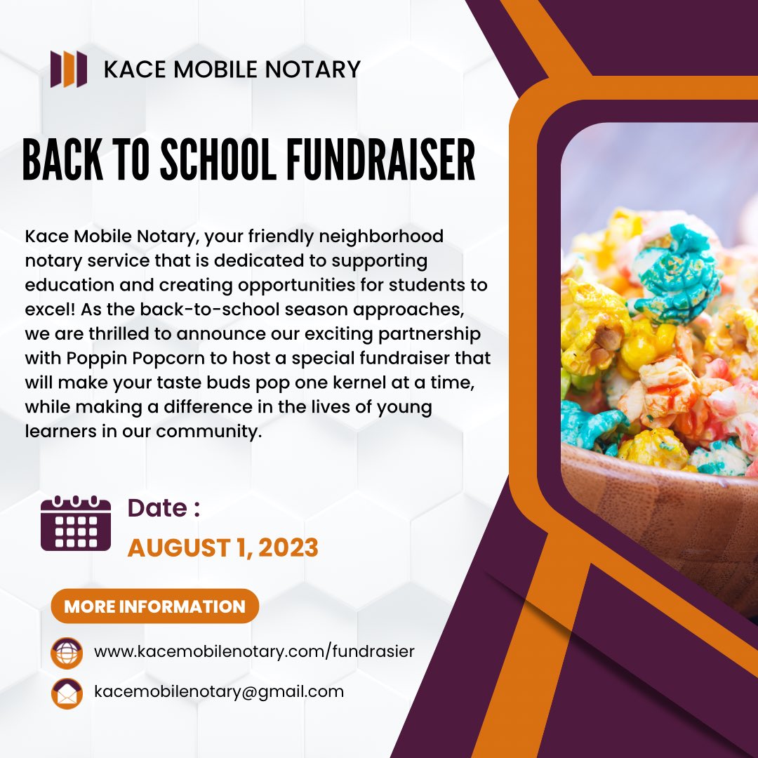 3 more days, until our Poppin’ Popcorn Fundraiser! #popcorn #fundraiser #notarylife #KaceMobileNotary #Back2School #NotaryPublic