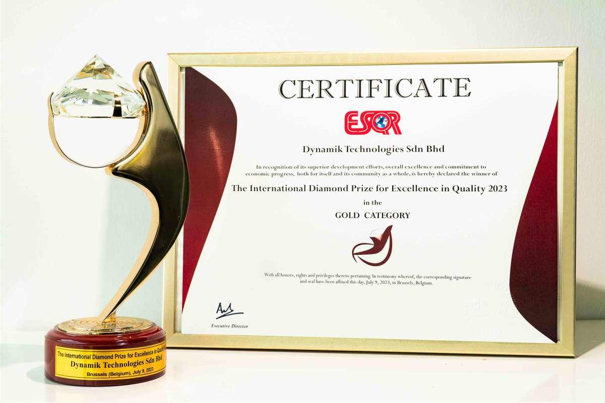 dynamiktech's tweet photo. Reaching its 22nd anniversary, Dynamik Technologies continues to carry the Bruneian flag high into the global arena, with its latest distinction as a winner of the International Diamond Prize for Excellence in Quality 2023, presented by the European Society for Quality Research https://t.co/xGNQTezlqZ