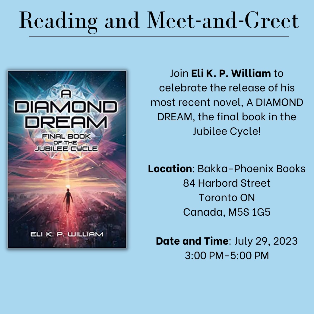 My reading @BakkaPhoenix books in Toronto is tomorrow at 3:00. If you're in the GTA, come on by!