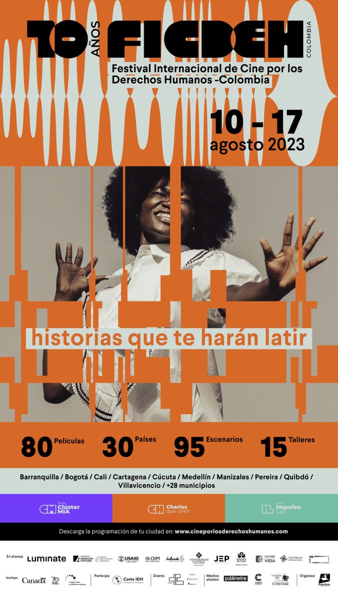 El X Festival Internacional de Cine por los DD. HH., se realizará entre el 10 y el 17 de agosto.
Y para celebrar una década de cine por los DD. HH. <a href="/FICDEH/">FICDEH</a> llegará a Bogotá, Cali, Cartagena, Cúcuta, Medellín, Manizales, Pereira, Quibdó, Villavicencio y 30 municipios del país.