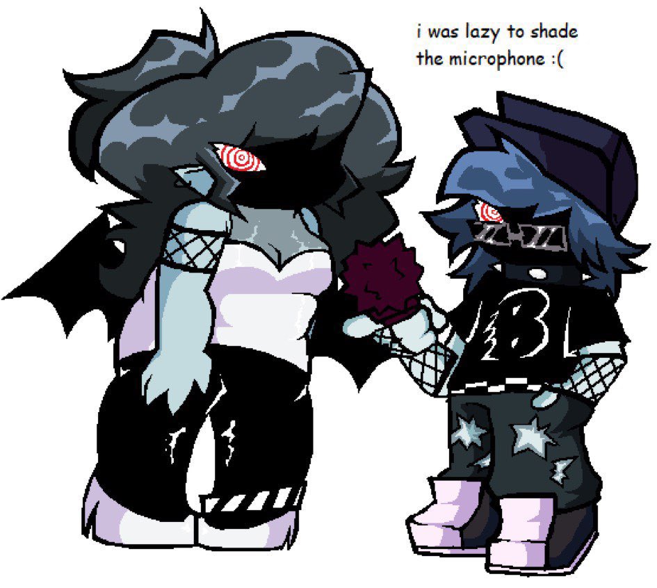 B3FNF's tweet photo. Due to recent news, we’ve had to cancel a surprise Update 4 freeplay song featuring @Dailyb3bf and @Dailyb3gf’s designs for Goon versions of Shaya and B3

The sprites and song were not completed so it won’t affect development, but we just wanted to let you all know. https://t.co/6AbazM1xaI