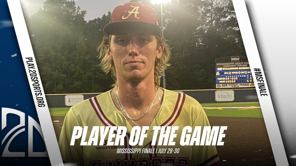 ⭐️ PLAYER OF THE GAME ⭐️

Mac Anderson: 2-3 2R 3B

Summer Team: <a href="/alabamarawdogs/">Alabama Rawdogs</a> 

#MSFinale
<a href="/2DsportsMS/">2D Sports Mississippi</a>