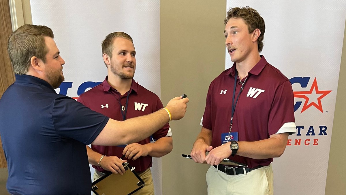 LoneStarConf's tweet photo. We had some fun with the student-athletes from every team at Lone Star Conference Football Media Day! 🎤😀 Watch the interviews for FREE on the LSC Digital Network.

📺 https://t.co/8CnSWpXJ51

#LSCfb #D2fb https://t.co/vZqOl4Rbjj