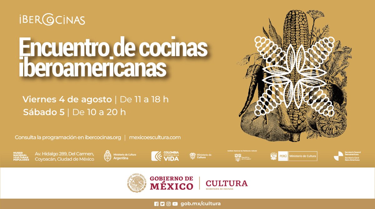 ucuvi_c_vivas's tweet photo. ¿Ya te enteraste del Encuentro de Cocinas Iberoamericanas? 🤔

Se realizará los días 4 y 5 de agosto en el Museo Nacional de Culturas Populares.

Conoce el programa en: https://t.co/quyQh2p6H5

¡@_ibercocinas te invita! https://t.co/2TD7XwNneJ