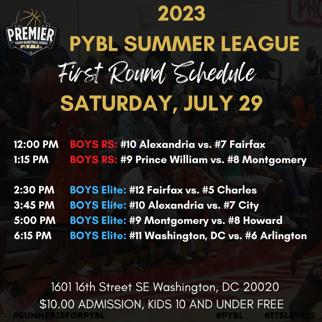 2023 PYBL Summer Playoffs are set.  First Round Tomorrow!  @GonzagaHoops <a href="/DeMathaHoops/">DeMatha Basketball</a> <a href="/CoachLosP/">Carlos Poindexter</a> <a href="/CoachBehanSJC/">Patrick Behan</a> <a href="/Movest/">C V auto</a> <a href="/MZPAHoops/">Mt. Zion Prep Academy Basketball</a> @SHA_EaglesBBall <a href="/smrboysbball/">SMR Boys Basketball</a>