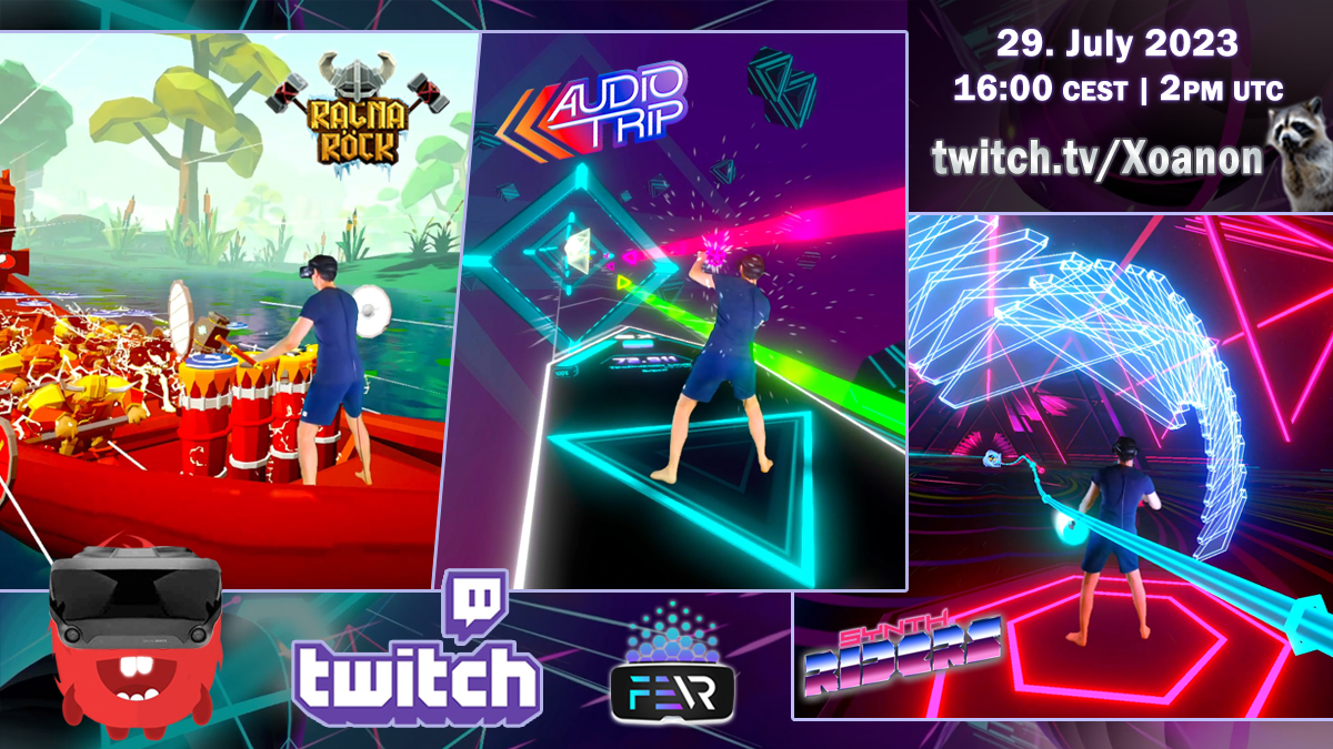 NOW on #Twitch: Streaming #Ragnarock, #AudioTrip & #SynthRiders w/ song requests!🎶

➡️twitch.tv/xoanon🦝

#VirtualReality #VR #Ragnarock #SupportSmallStreamers @pulsoid_app @LIV @ragnarock_game @WanadevStudio @synthridersvr @AudioTripVR #TwitchStreamers #streamers #stream