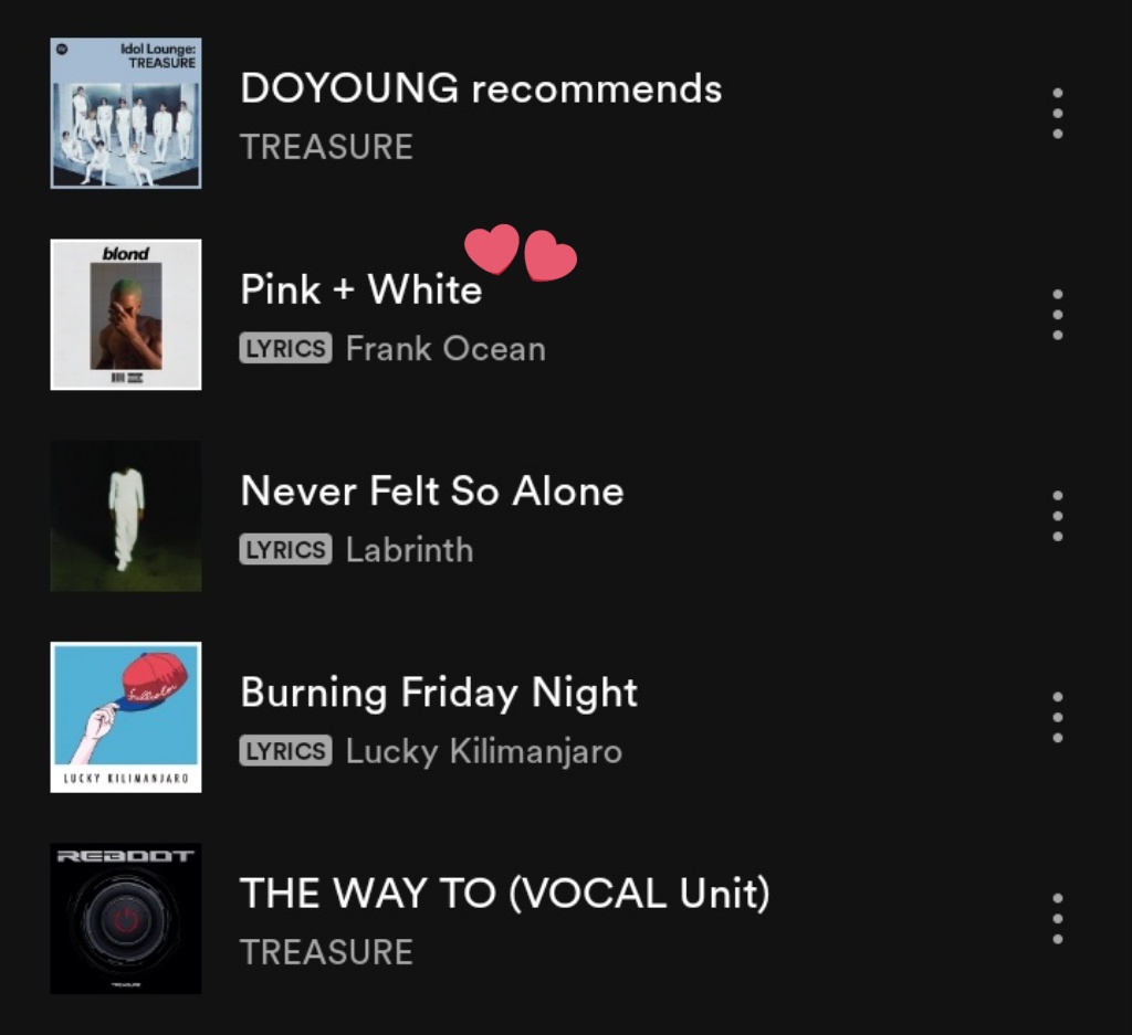 both yedam &amp; doyoung recommended frank ocean's pink + white 🥹