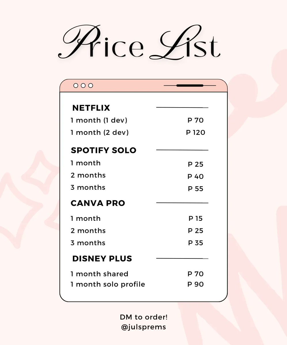 julsprembu's tweet photo. available prem accounts 🪷
💌 dm @julsprems to avail

wts lfb ph premium account acc netflix nf solo shared profile prof spotify canva pro disney plus disney+ youtube yt music via inv invite warranty https://t.co/TUP1eU3Tl5