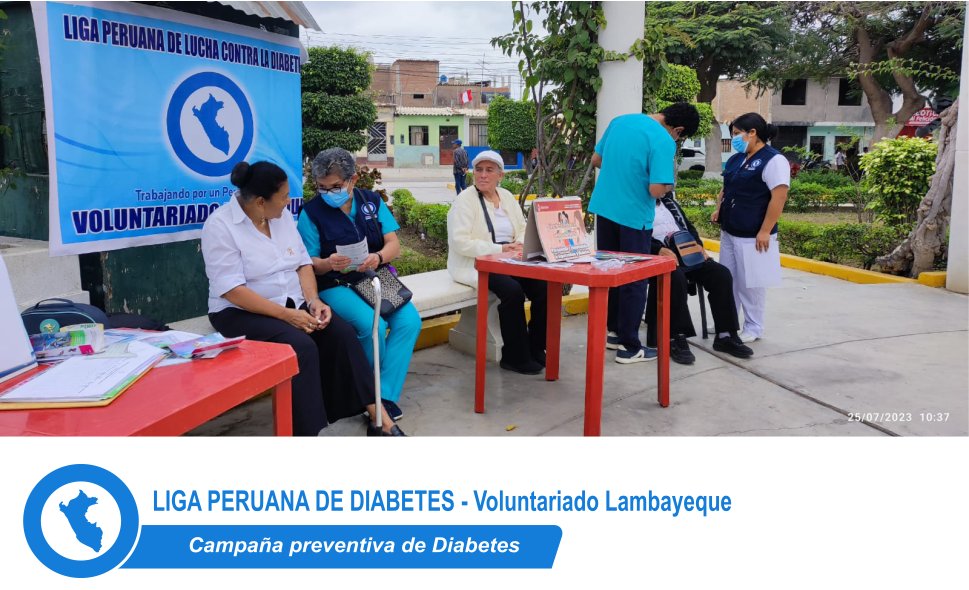 ligadiabetes's tweet photo. Campaña educativa de diabetes en el Pueblo Joven San Martín - Lambayeque, lunes 25 de julio.
Voluntariado Lambayeque, participan: 
✨Lic. Enf. Rosa Rodríguez Villalobos
✨Lic. Enf. Cecilia Villoslado Calderón
✨Téc. Enf. Edith   Niño Ventura
✨Int. Enf. André Rivero Zapata https://t.co/fzplMTXOhm