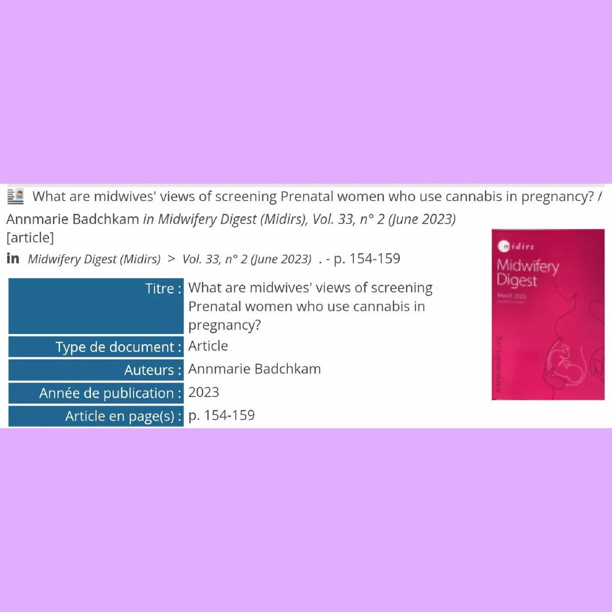 ABadchkam's tweet photo. My work published into an article in the Midwifery MIDIRS🙌🏾❤🙏🏾🍾 #kingscollegelondon #loveMIDIRS https://t.co/gzJbCihxYB