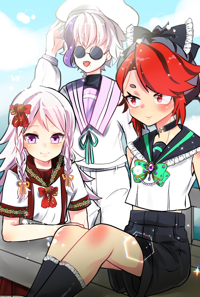 「夏の装い第4弾!セーラー服! 夏と言えばこれよ 普段真っ黒なギンさんが真っ白よ 」|九条カノンのイラスト