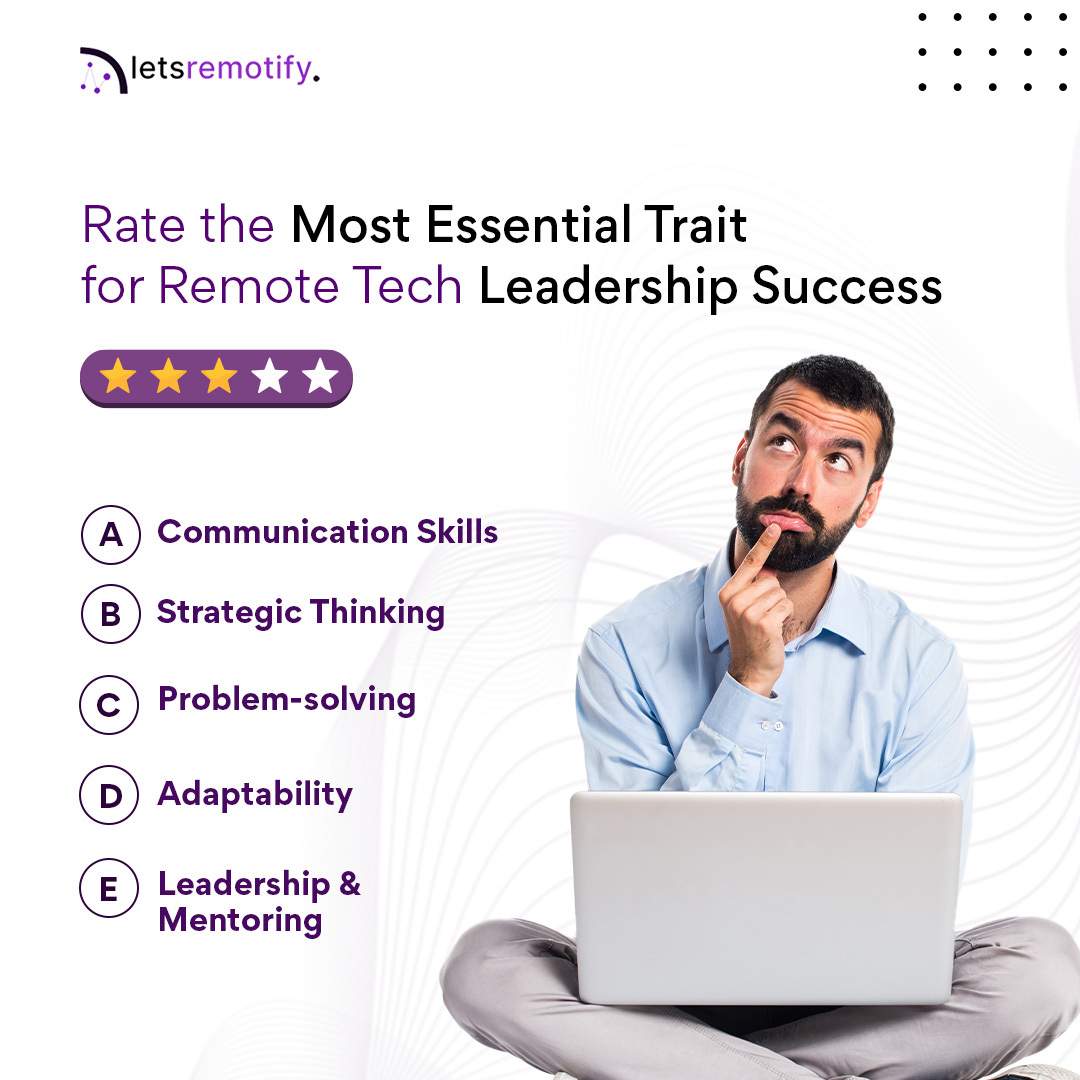 letsremotify's tweet photo. 🚀What according to you is a necessary and Game-Changing Trait for Tech Leadership Success?
Share your thoughts in the comments below⭐
#TechLeadership #SuccessTraits #Letsremotify #ExpertTeam #SuccessUnlocked #TopExperts #informationtechnology #experts #teams #hirenow https://t.co/3wEewP38eQ