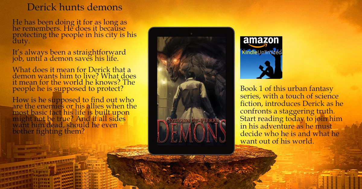 TheTigerWrites's tweet photo. #writingcommunity #readingcommunity

Book 1 in the Demons Series

Derrick hunts Demons and he likes his job, but what happens when a demon saves his life?

Amazon: https://t.co/cI06RSvZHs https://t.co/HeB0frwZvN
