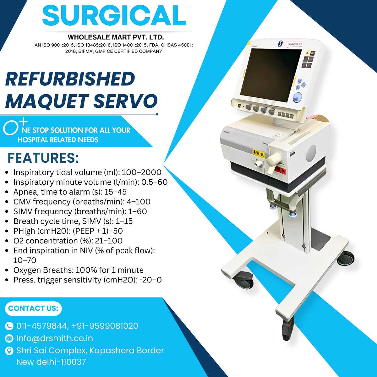 drsmithsurgical's tweet photo. The Maquet Servo I ventilation system can be used on a variety of patients from neonatal, pediatric, and adults. 
#hospitallife #hospitalityindustry #hospitals #hospitales #hospitalitymanagement  #hospitalselfie #HospitalVeterinário24h #drsmith #surgicalwholesalemart https://t.co/NQmCQvKMr0