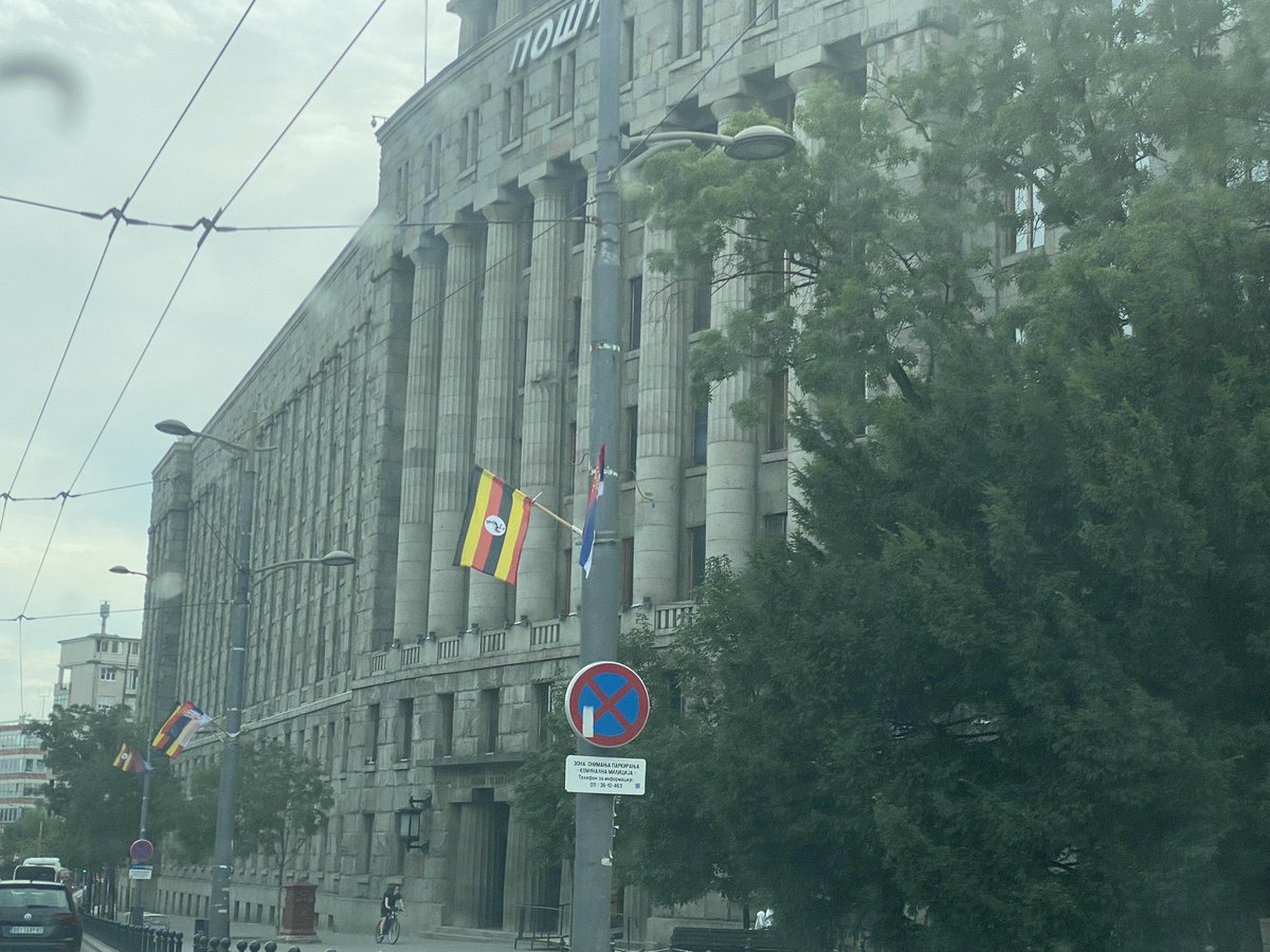 NadaAndersen's tweet photo. There’s a special kind of joy to see the streets of Belgrade sparkling with Ugandan flags this morning. Welcome @KagutaMuseveni to my village and wishing you and @avucic a fruitful working weekend ahead. https://t.co/fbmWHFOIJv