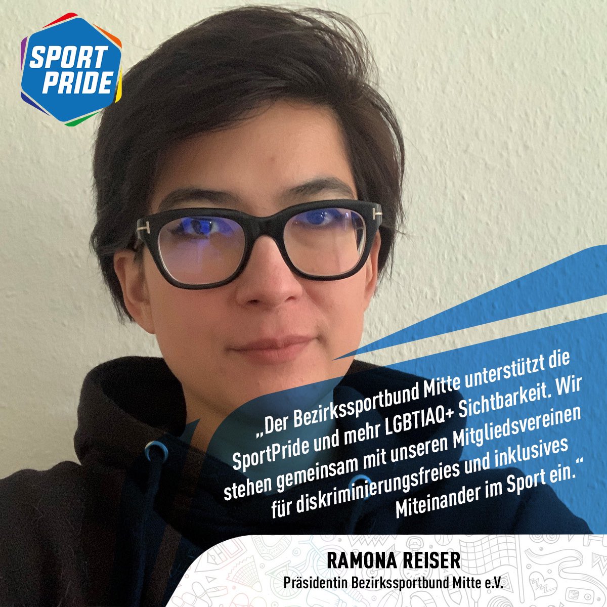 Ramona Reiser (@ramonareiser) on Twitter photo Im Sport sollte sich jeder wohl und respektiert fühlen. Nicht nur während der #SportPride gilt: Offenheit, Allyship und Solidarität tun gut. #sportinmitte Im Sport sollte sich jeder wohl und respektiert fühlen. Nicht nur während der #SportPride gilt: Offenheit, Allyship und Solidarität tun gut. #sportinmitte