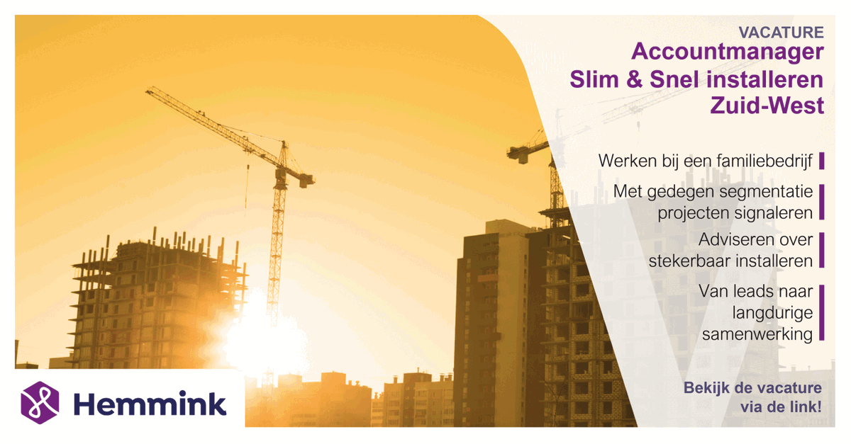 _Voltys's tweet image. Wordt jij Accountmanager bij Hemmink die zich richt op Elektrotechnisch Installateurs voor Utiliteit en de Industriële Woningbouw in de regio Zuid- West Nederland?

voltys.nl/vacatures/vaca…