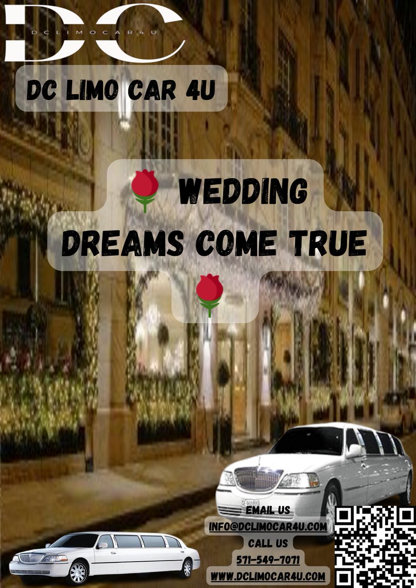 🌹 Wedding Dreams Come True 🌹
Looking for the perfect touch of elegance for your special day? Say 'I do' to our luxurious limousine rental service! Let us whisk you away making your wedding day truly unforgettable. #WeddingLimousine #EleganceOnWheels #WeddingDreams #dclimocar4u