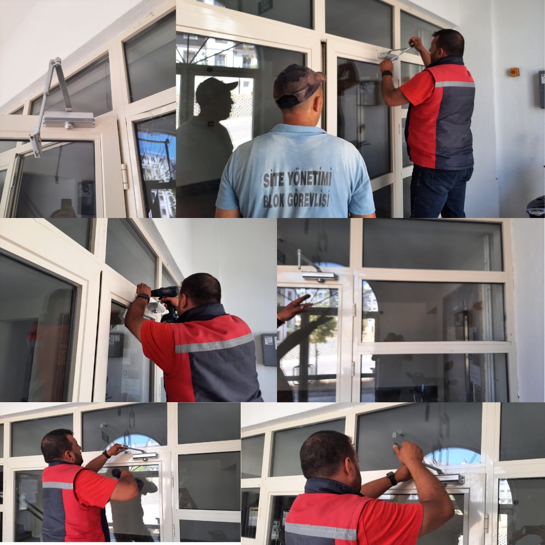 kula_bey's tweet photo. Aldığı darbe sonucu hasar gören C-6 blok ana giriş kapısı camı ve kapı hidroliği teknik  personellerimizce yenisiyle değiştirilmiş, kapının bakımları teknik personelimizce yapılmıştır. https://t.co/jkmAPFXUCZ