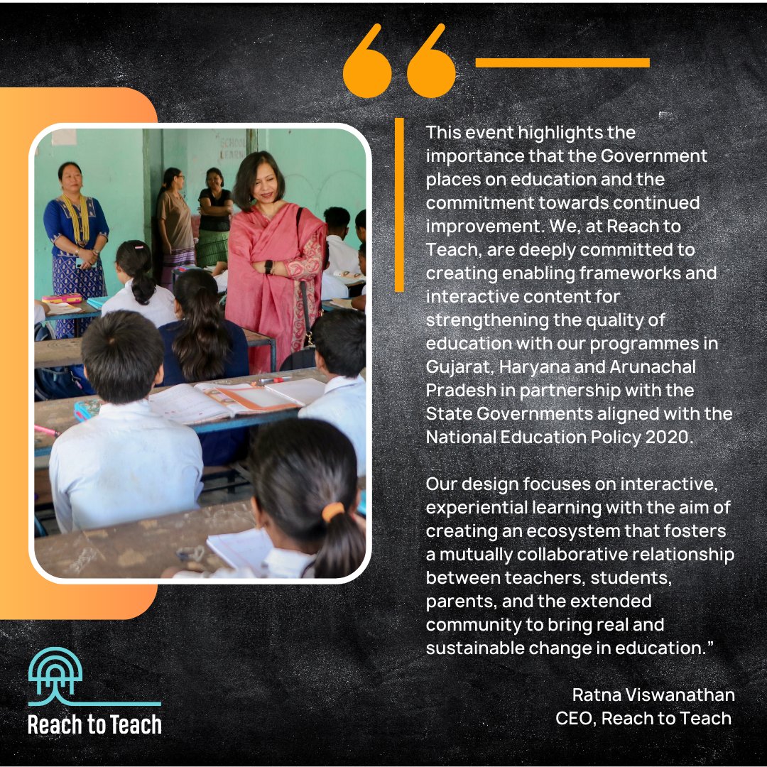 Our CEO, Ratna Viswanathan shares how we, at Reach to Teach, work in close alignment with NEP 2020.   

@ratnadv

#ReachtoTeach #MakingLearningJoyful #NEP2020 #3YearsOfNEP #QualityEducation #ExperientialLearning