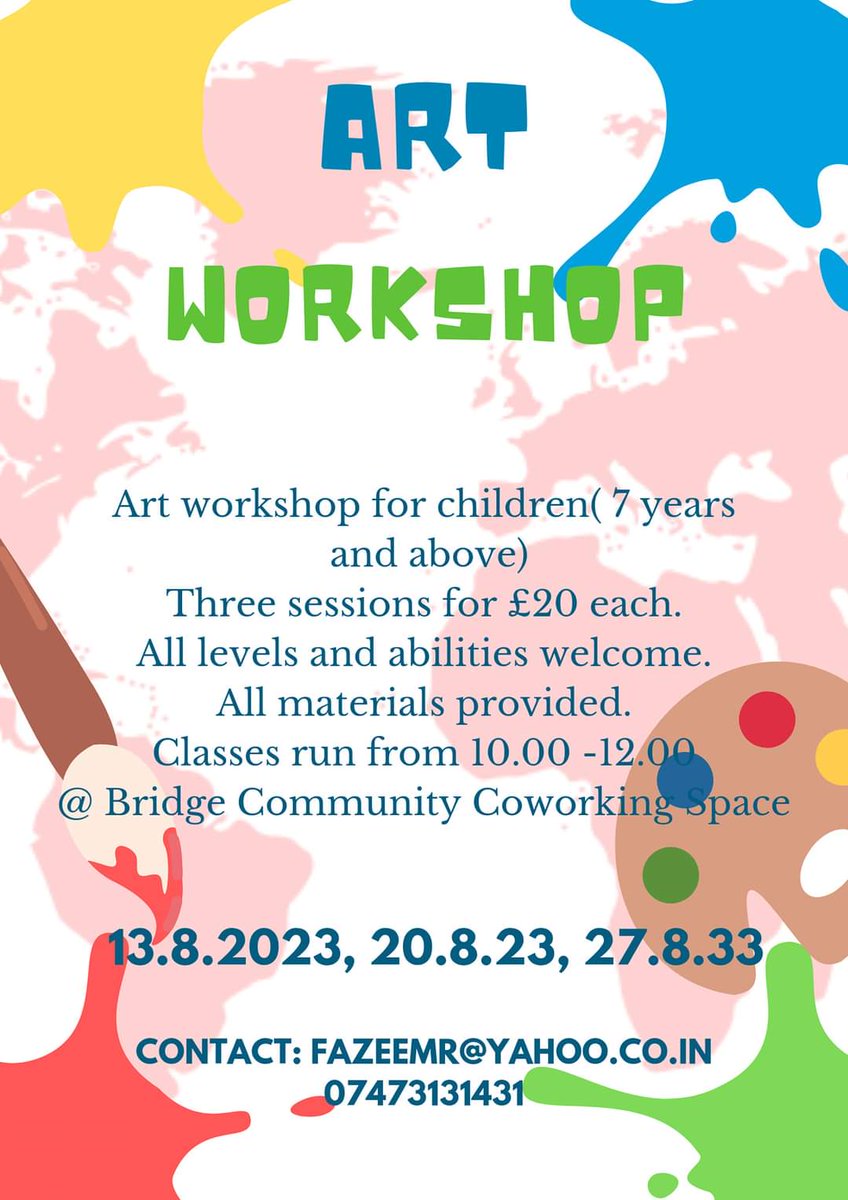 Art Workshops in August at our coworking space in Dartford Kent Great to be supporting the local community #Art #coworking #workspace