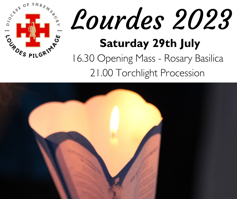 Our Diocesan Pilgrimage begins today! We'll be letting you know each day what we're up to. We're keeping the whole diocese in prayer, please pray for us.
Our Lady of Lourdes-Pray for us
Saint Bernadette-Pray for us

#lourdes23 #ourlady #saintbernadette #rosary #mass #torchlight