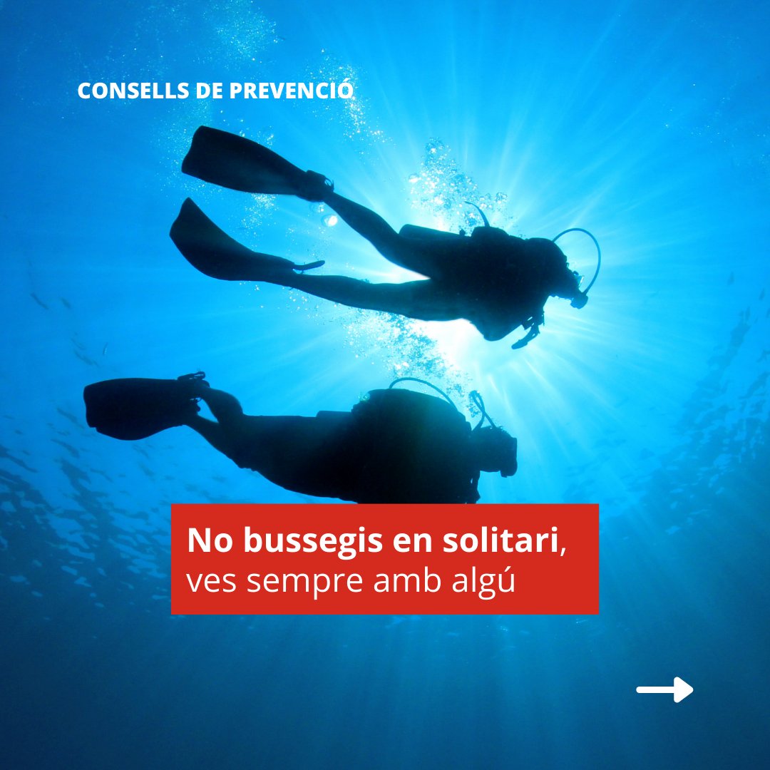 emergenciescat's tweet photo. El submarinisme és una activitat que pot comportar alguns perills. Quan bussegis tingues present:

👫 No anar sol
🚩 Senyalitzar la teva presència amb una boia
💨 No abusar de la teva resistència en apnea
🌊 Vigilar els corrents marins https://t.co/WQ8gpyULLx
