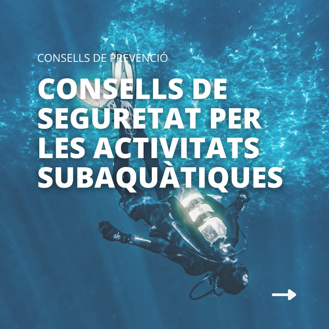 emergenciescat's tweet photo. El submarinisme és una activitat que pot comportar alguns perills. Quan bussegis tingues present:

👫 No anar sol
🚩 Senyalitzar la teva presència amb una boia
💨 No abusar de la teva resistència en apnea
🌊 Vigilar els corrents marins https://t.co/WQ8gpyULLx