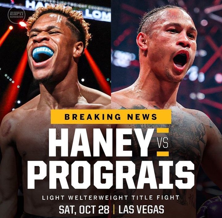 HANEY 🆚 PROGRAIS para el 28 de octubre en LAS VEGAS