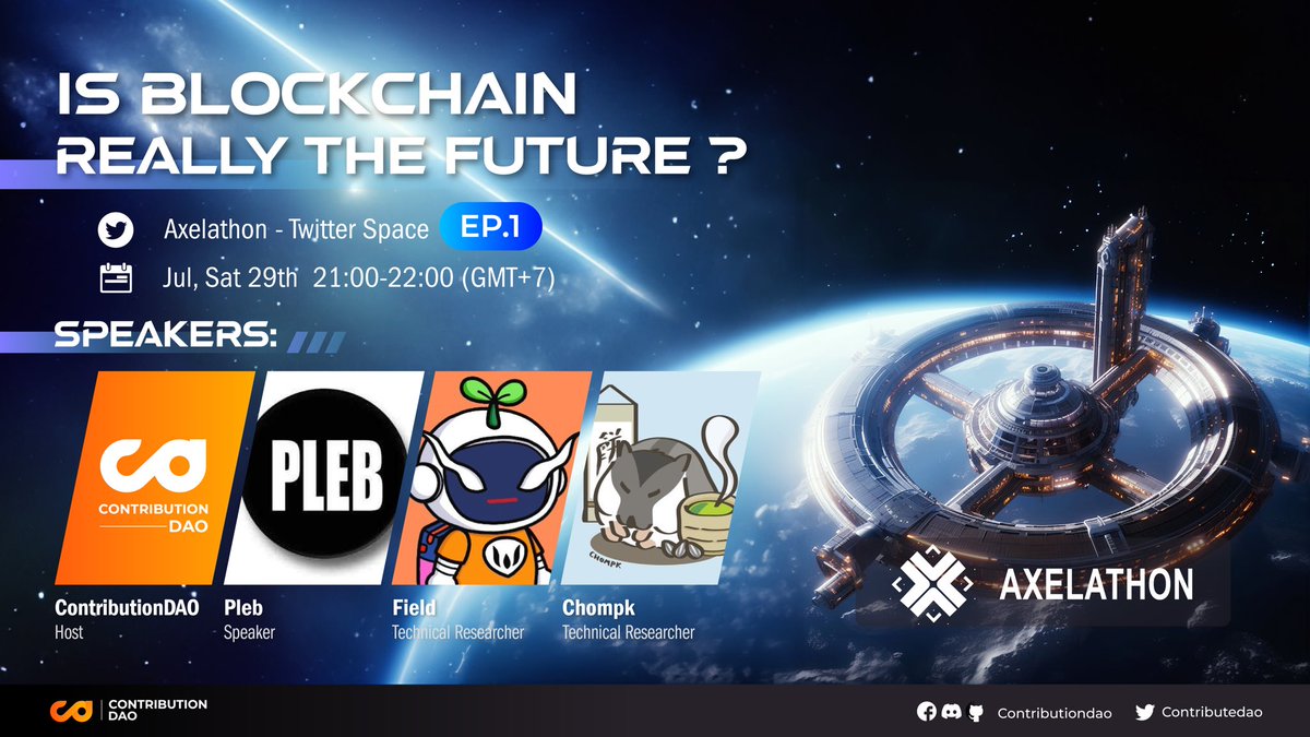 contributedao's tweet image. 🥳 เตรียมพบกับรายการ 🎙️ #CSpace รายการใหม่ของ CDAO!! บน Twitter Space ที่จะชวนทุกคนมาพูดคุยแลกเปลี่ยนความคิดในหัวข้อ “เทคโนโลยีบล็อคเชนคืออนาคตจริงหรือ?” มาพูดคุยกับอ.เป๊ป @theplebth อ.ฟิว @chanatip_field อ.ชม @cpkcpk3 กัน  🤗🐱🐹🧡