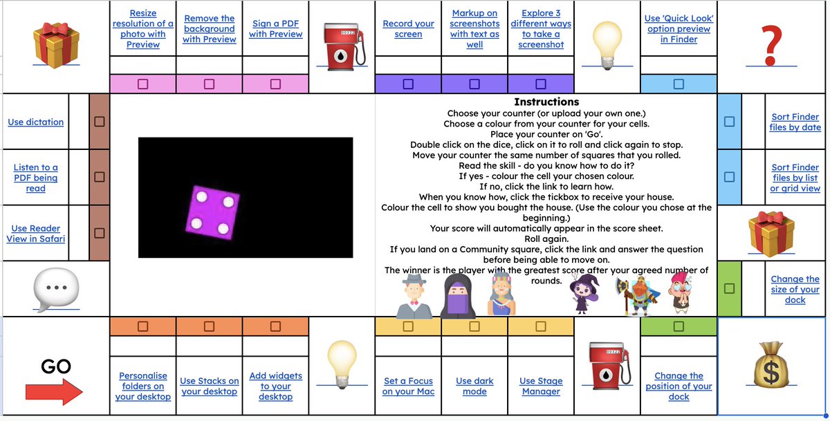 How many of your Ts or Ss have taken the time to get to know their #MacBook?
Why not make it fun to explore what it can actually do?
Make up your own rules or follow the suggested ones on the gameboard.
<a href="/AppleEDU/">Apple Education</a> #edtech #teachers #gamification #agency 
docs.google.com/spreadsheets/d…