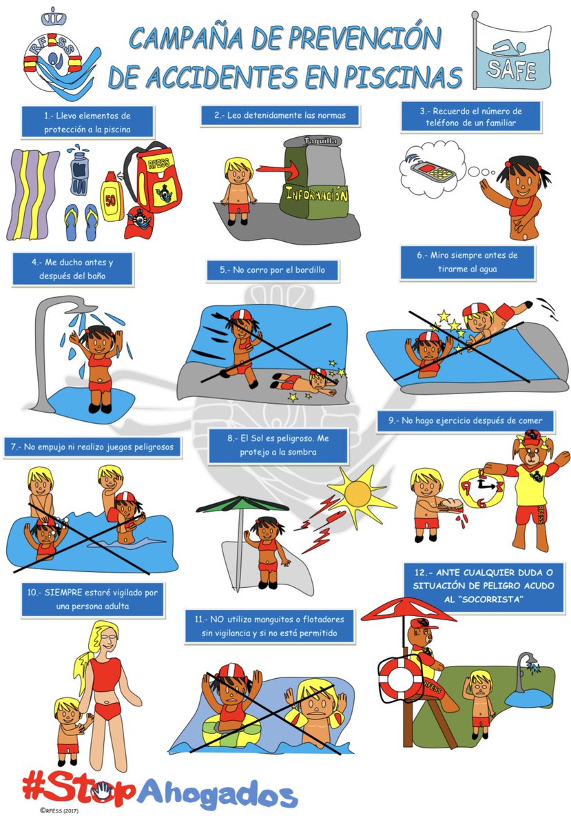 ☀️ ¡Buenos días! Compartimos la campaña de prevención en playas y piscinas #StopAhogados de la Real Federación Española de Salvamento y Socorrismo. 

Toda la información en rfess.es/category/conse… y los consejos para prevenir accidentes aquí 👇