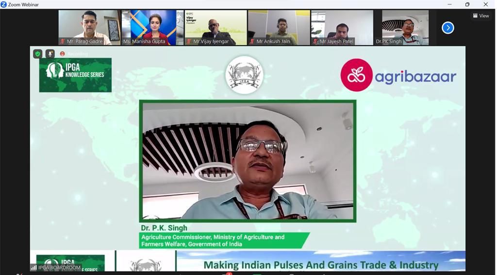 IPGA organised highly awaited Webinar on Kharif Pulses Crop outlook and Monsoon situation, as a part of IPGA Knowledge series. There was an overwhelming response for the webinar with the highest ever participation and registration of over 700 members.