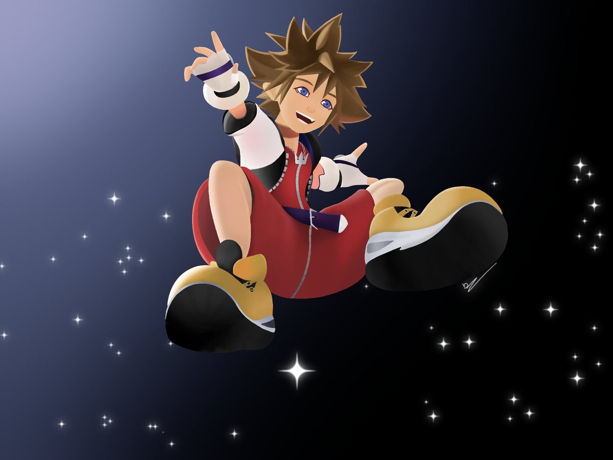 Becky7750's tweet photo. I did this as soon as sora was announced for smash. I screamed so loud when that keyblade appeared. I fought so many people as I was sure he would be added as they all said no. Im so glad my boy got in 

#kingdomhearts #smash #smashbros #sora #art #digitalpainting https://t.co/usmb079t2L