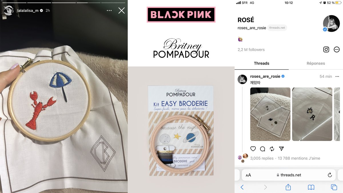 Maylis's tweet image. Hi !! It's so crazy for me that Lisa and Rosé used my embroidery kits and they seem to have enjoyed it so much !  Here is a 15% discount on those kits!🖤🩷 etsy.me/3KiNVTG via @Etsy 
#BLINK #ROSE #LISA #BLACKPINK #BLINKS #BLACKPINKINYOURAREA #BRITNEYPOMPADOUR #EMBROIDERY