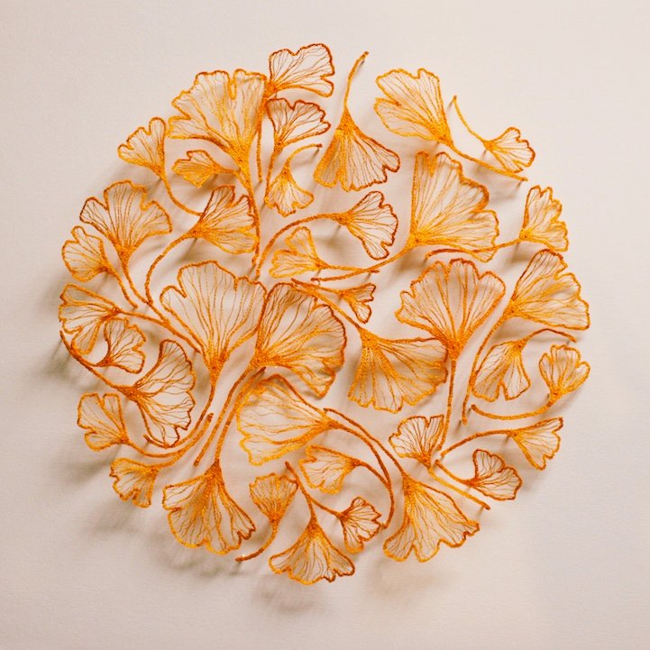 womensart1's tweet photo. Australian artist Meredith Woolnough creates elaborate embroideries that mimic delicate forms of nature such as leaves and coral #WomensArt https://t.co/C2fK4MVftH