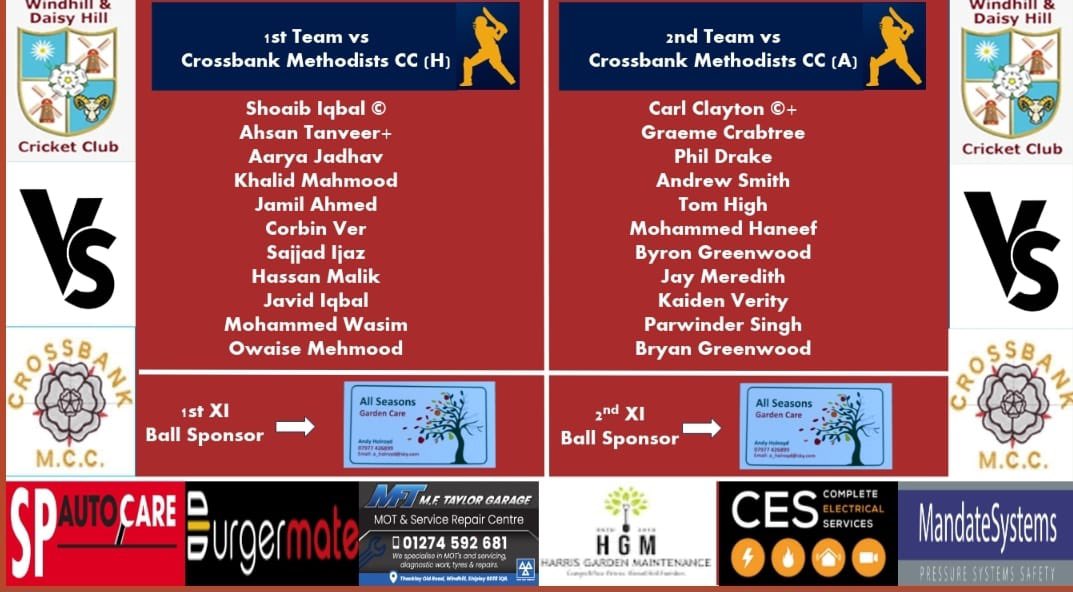 Team news for this weekends games as both teams play Crossbank Methodists #upthehills