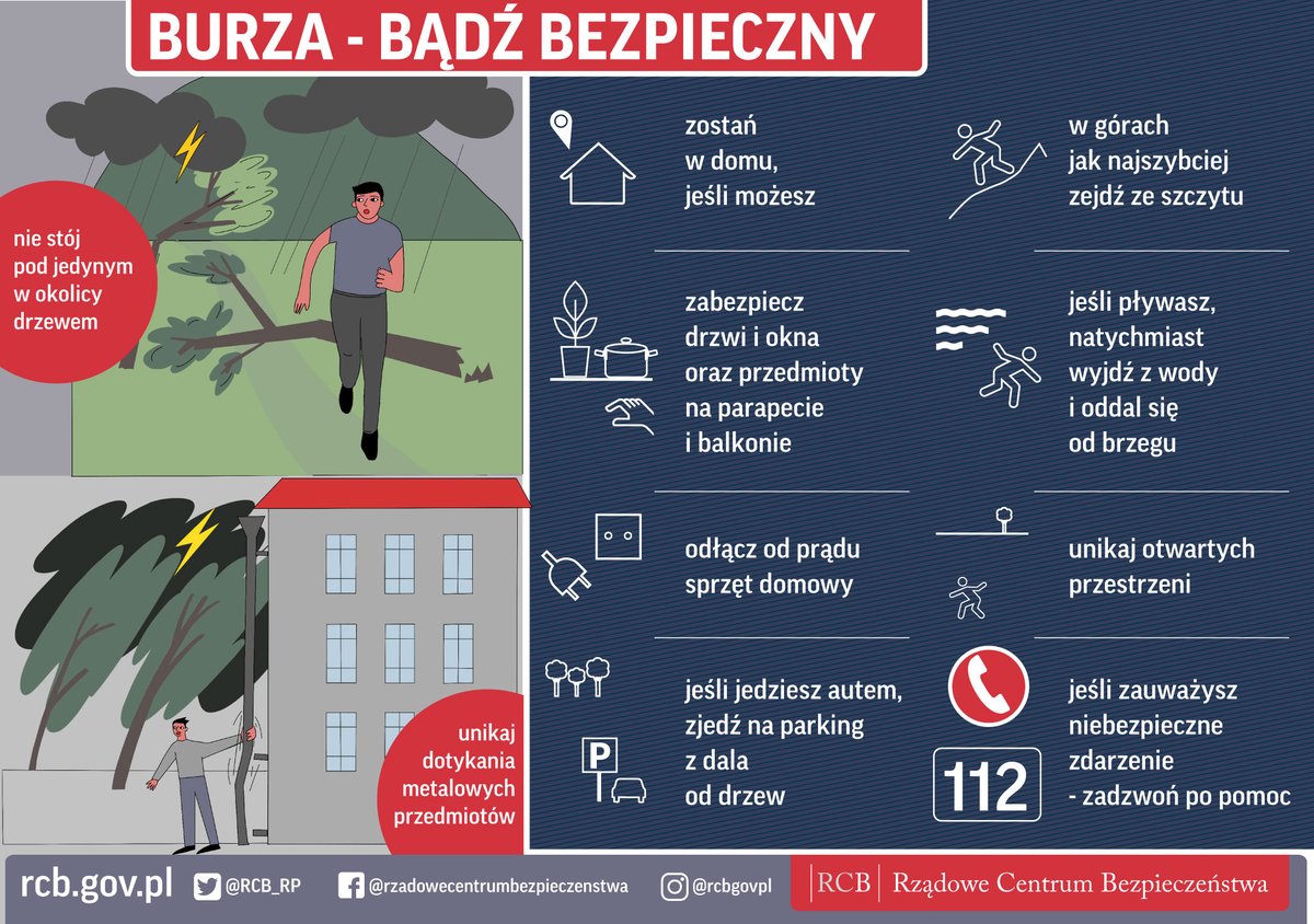 RCB_RP's tweet photo. Uwaga na burze z gradem ⛈❗

Miejscami towarzyszyć im będą bardzo silne opady deszczu 🌧, lokalnie do 45 mm oraz porywy wiatru 💨 do 75 km/h. @IMGWmeteo wydał ostrzeżenia 2. i 1. stopnia.

Pamiętajcie o zasadach bezpieczeństwa ❗

#pogoda #Rządowe_Centrum_Bezpieczeństwa https://t.co/mmVE2sSGSC