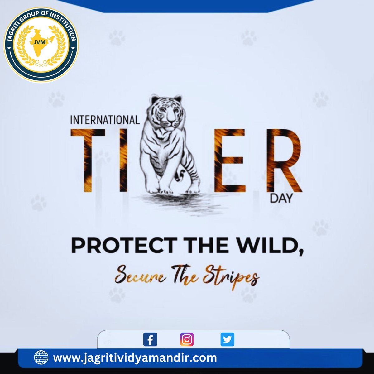 jagritigroup's tweet photo. #tiger is the symbol of pride &amp; fearlessness.
We need to raise awareness about tiger conservation and protection of their natural habitats so that this magnificent animal grows &amp; survives. #animals #savetheanimals #tiger  #nature #jvm #jagritigroupofinstitution #viprakalyanboard https://t.co/PU4qMNZYIu