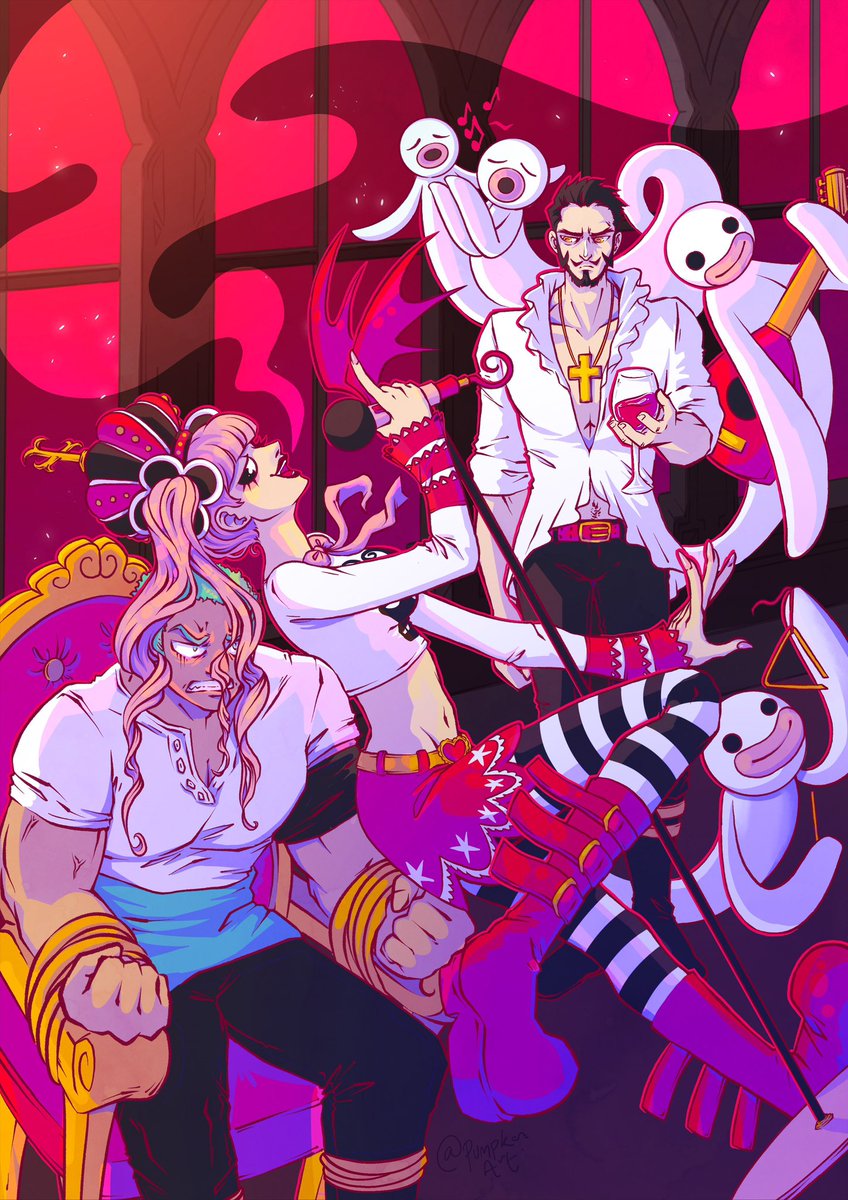 pumpkanart's tweet photo. My piece for @OPMusicZine! Perona held a little concert during the time skip, but her audience wasn’t quite too receptive 🤭💕🎶 #ONEPIECE https://t.co/hK1sQlWZhH