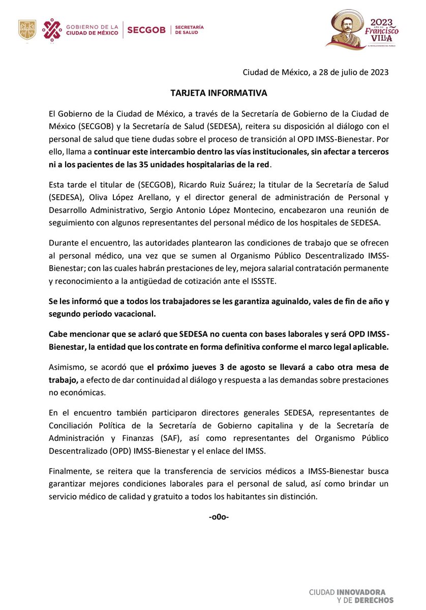 📢La #SEDESA informa lo siguiente: