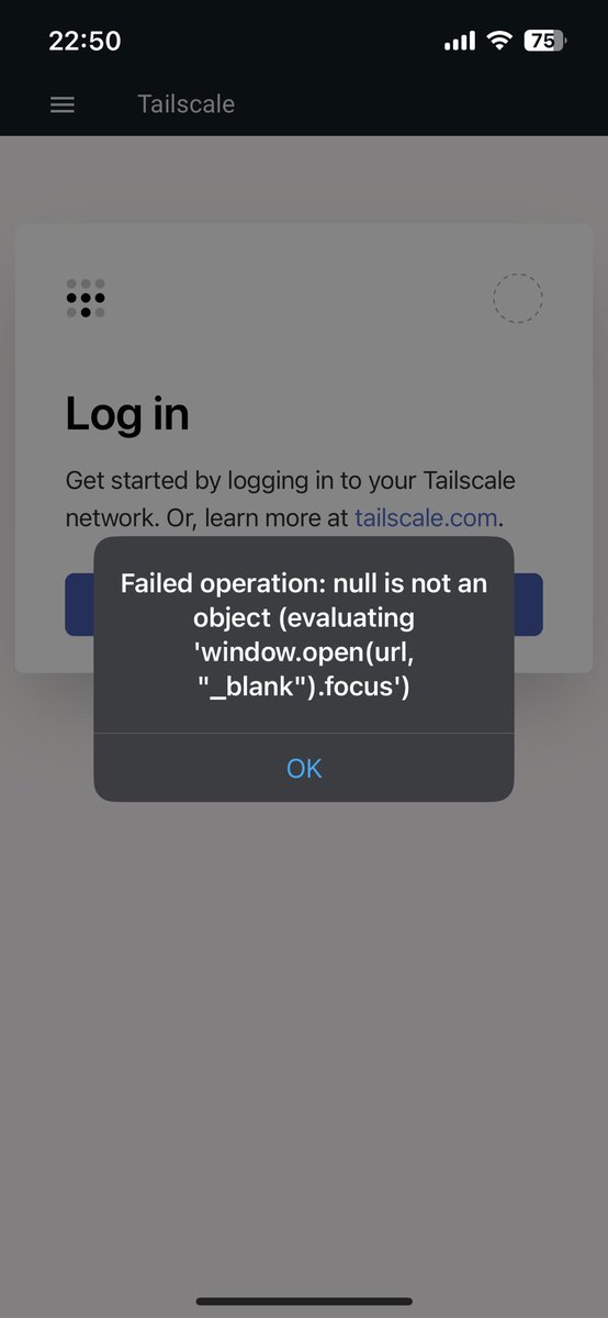 Xyala's tweet photo. @Tailscale seems like there is an issue in the HASS app when trying to login. https://t.co/XukirHez6I