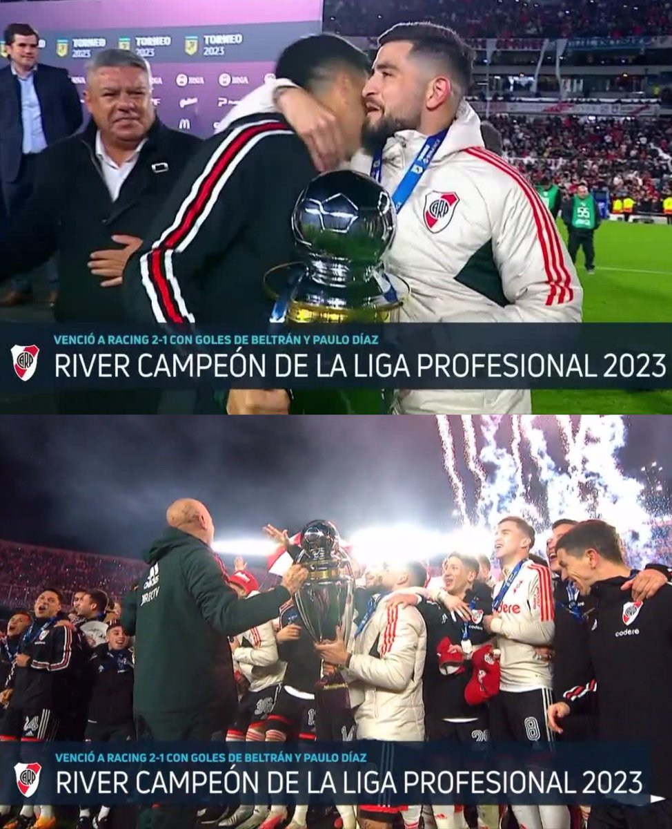 🇦🇷🥹 Hace algunos días, Elias Gómez perdió a su madre y a su hermana tras un accidente automovilístico. Hoy, en la premiación del campeonato de River, Enzo Perez tuvo el hermoso gesto de dejarlo al lateral levantar el título. Que capitán del carajo.