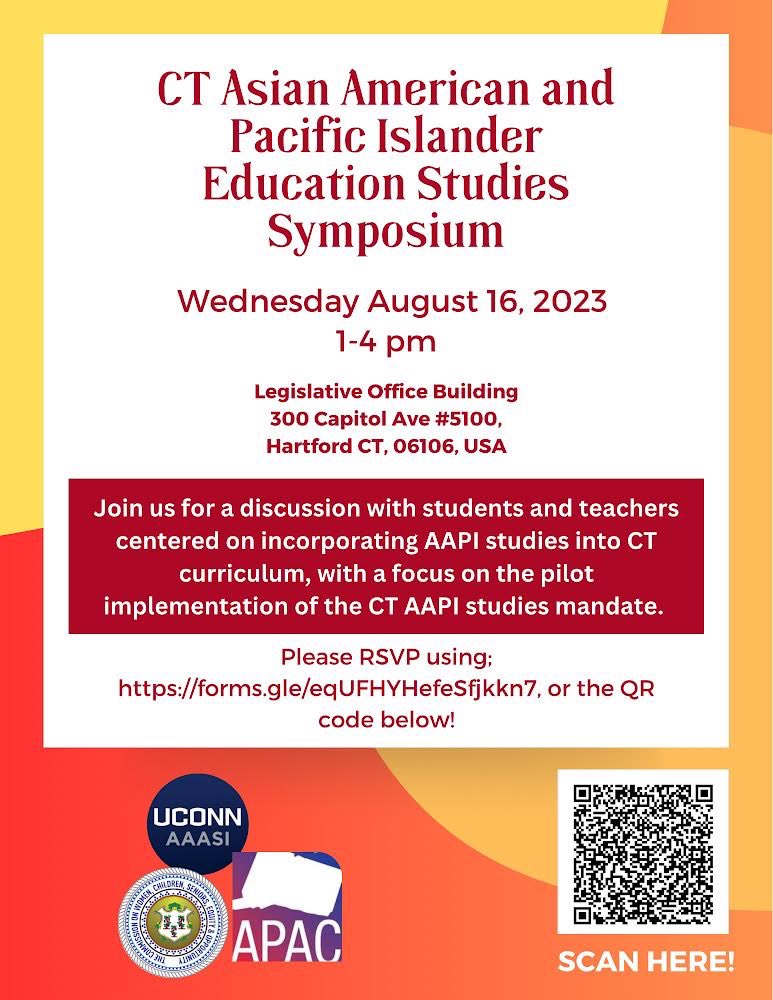 Please join us with partners <a href="/CWCSEO/">Women, Children, Seniors, Equity and Opportunity</a> &amp; CT Asian Pacific American Coalition on 8/16 @ 1pm EST for the first AAPI Education Symposium, sharing the curriculum development work of educators, students, and communities.
<a href="/CT_Council/">CCSS</a> <a href="/AAAStudies/">AAAStudies</a>