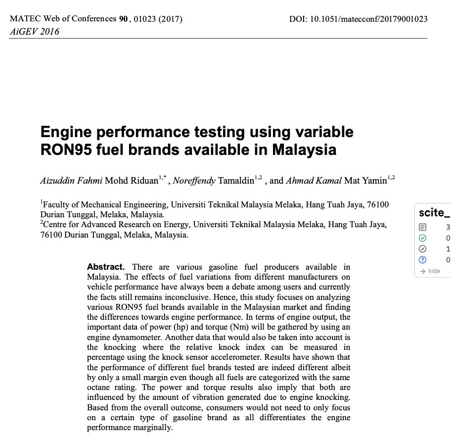 Mamato_Marcello's tweet photo. @azmanrocks "In addition to that, it can be put to rest of the debate of which brands is better when comparing to one and another as proved from the results that all fuel brands when tested for engine performance gives an output of relatively similar." https://t.co/Bo4Y8TU0WX