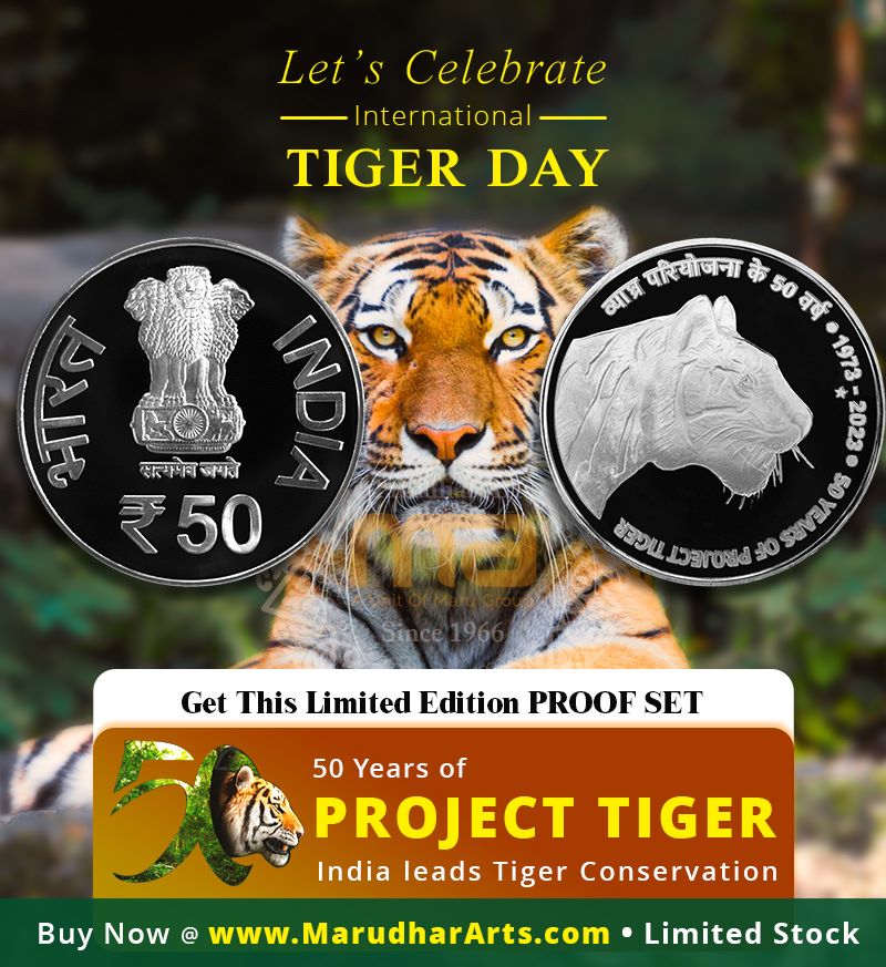 Marudhar_Arts's tweet image. Celebrate International Tiger Day With Us
29-July-2023

Get this Limited Edition Proof set of 50 Years of Project Tiger, Issued by Govt. of India

Bring home Tiger with this link  t.ly/h8MhF

#TigerDay #proofset #Hyderabadmint #Coins #coincollection #silvercoin