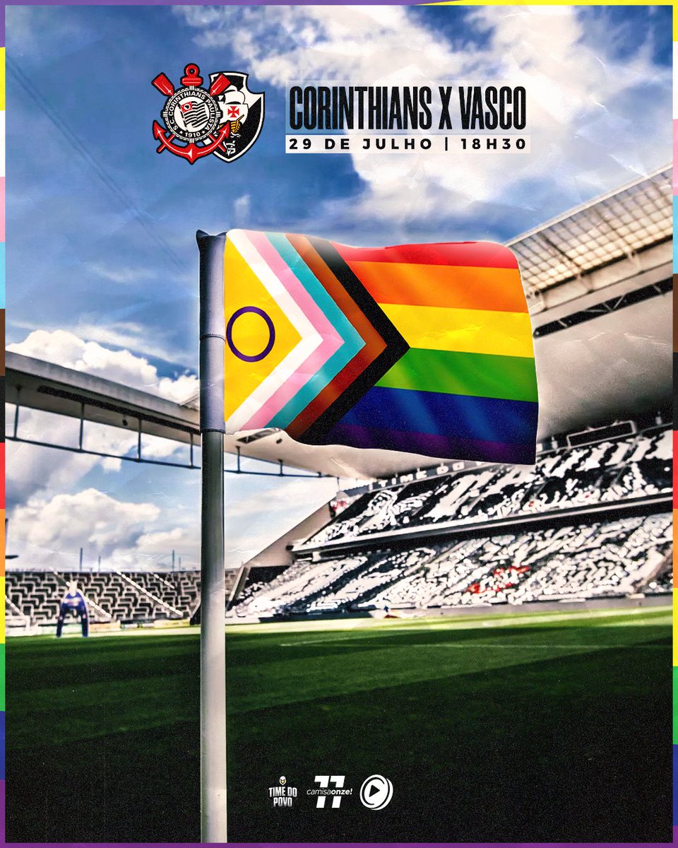 povotime1910's tweet photo. 🏳️‍🌈⚽️ HOJE TEM CORINTHIANS! 

De portões fechados, por conta da punição sobre os gritos homofóbicos no estádio, recebemos a equipe do Vasco da Gama.

O futebol e a vida não tem mais espaço para o preconceito, precisamos respeitar o próximo. 

Já dizia Anne Frank, vítima do holocausto:

“O que está feito não pode ser desfeito, mas pode-se evitar que aconteça novamente.”