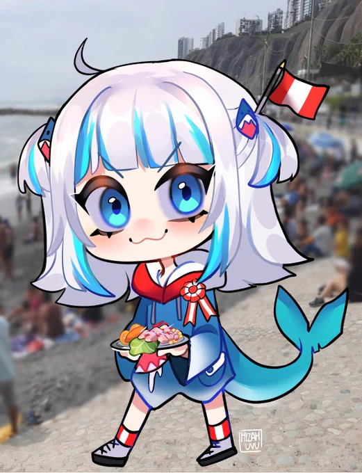 Felices  fiestas patrias mis causas  !!!!!!  #hololive #gawrt #gawrgura